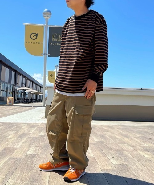 NAVY(ネイビー)の「NAVY USコットン100% ボーダー長袖Tシャツ(Tシャツ/カットソー・メンズ・ブラック/ホワイト/ネイビー/ブラウン・M/S/L/XL/XXL)」の21枚目の写真