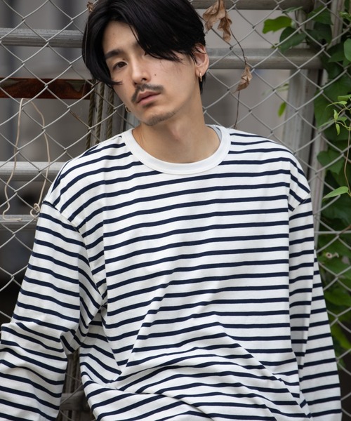NAVY(ネイビー)の「NAVY USコットン100% ボーダー長袖Tシャツ(Tシャツ/カットソー・メンズ・ブラック/ホワイト/ネイビー/ブラウン・M/S/L/XL/XXL)」の17枚目の写真