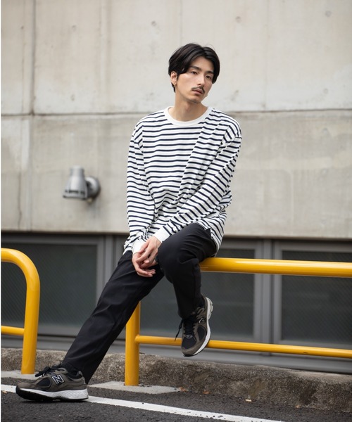 NAVY USコットン100％ ボーダー長袖Tシャツ（Tシャツ/カットソー