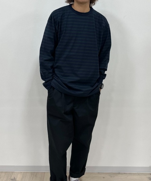 NAVY(ネイビー)の「NAVY USコットン100% ボーダー長袖Tシャツ(Tシャツ/カットソー・メンズ・ブラック/ホワイト/ネイビー/ブラウン・M/S/L/XL/XXL)」の13枚目の写真