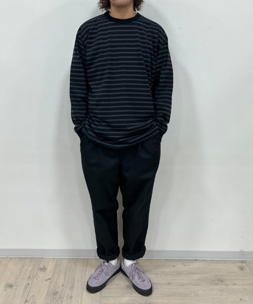 NAVY(ネイビー)の「NAVY USコットン100% ボーダー長袖Tシャツ(Tシャツ/カットソー・メンズ・ブラック/ホワイト/ネイビー/ブラウン・M/S/L/XL/XXL)」の8枚目の写真
