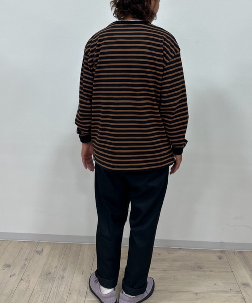 NAVY(ネイビー)の「NAVY USコットン100% ボーダー長袖Tシャツ(Tシャツ/カットソー・メンズ・ブラック/ホワイト/ネイビー/ブラウン・M/S/L/XL/XXL)」の12枚目の写真