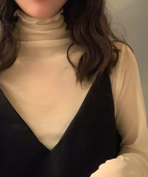 DiamondHearts（ダイヤモンドハーツ）の「シースルートップス（Tシャツ/カットソー・レディース・グレー/ブラック/ベージュ/ホワイト/ライトベージュ・FREE）」の4枚目の写真