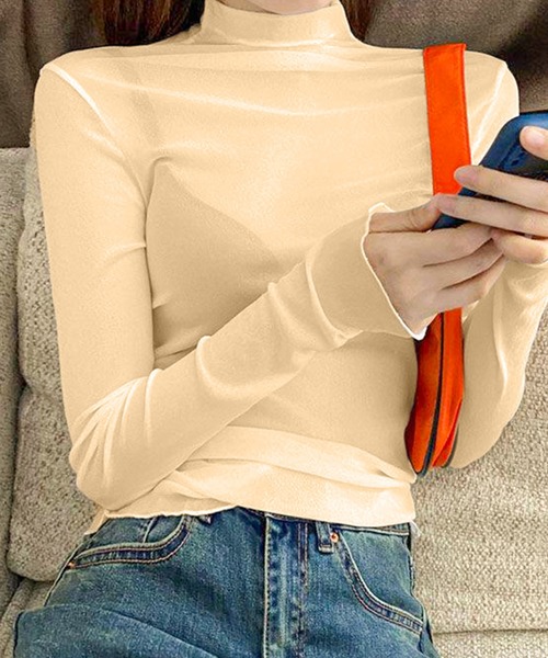 DiamondHearts（ダイヤモンドハーツ）の「シースルートップス（Tシャツ/カットソー・レディース・グレー/ブラック/ベージュ/ホワイト/ライトベージュ・FREE）」の5枚目の写真