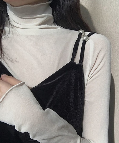 DiamondHearts（ダイヤモンドハーツ）の「シースルートップス（Tシャツ/カットソー・レディース・グレー/ブラック/ベージュ/ホワイト/ライトベージュ・FREE）」の6枚目の写真