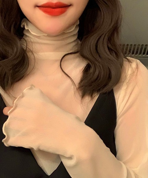 DiamondHearts（ダイヤモンドハーツ）の「シースルートップス（Tシャツ/カットソー・レディース・グレー/ブラック/ベージュ/ホワイト/ライトベージュ・FREE）」の8枚目の写真