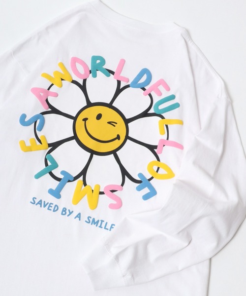 【SAVIER/サビアー】×【SMILEY FACE/スマイリーフェイス】コラボ フラワープリント Tシャツ オーバーサイズ