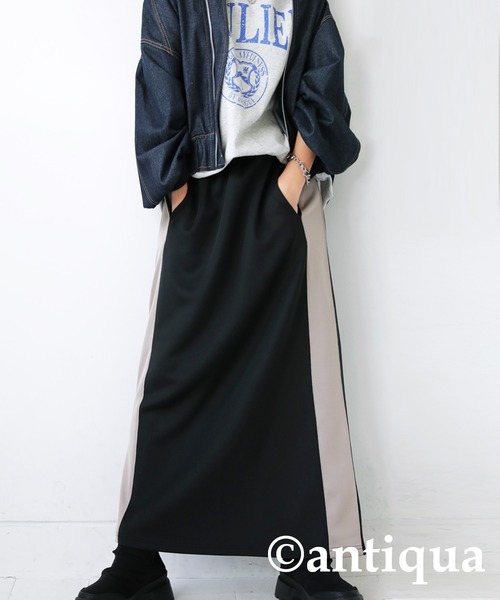 antiqua（アンティカ）の「ライン配色スカート（スカート・レディース・グリーン系その他/ブラック系その他/ブラウン系その他・FREE）」の2枚目の写真