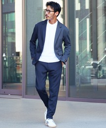 【美品】SOLIDO セットアップ　ジャケット・スラックスセット　ブルーグリーン スタイリッシュスラックス【超軽量】【TEXBRID】【セットアップ