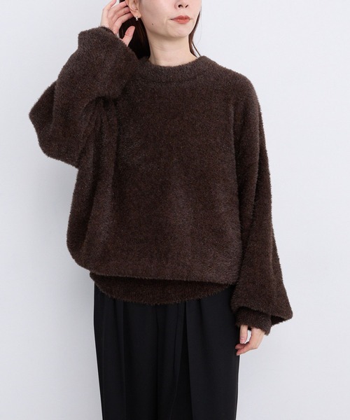 LEPSIM（レプシィム）の「【FOR I SERIES】7ゲージラメニットプルオーバー　980465（ニット/セーター・レディース・ブラウン/ブルー/ライトグレー/グリーン・FREE）」の3枚目の写真