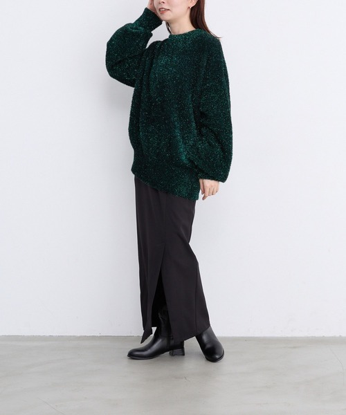 LEPSIM（レプシィム）の「【FOR I SERIES】7ゲージラメニットプルオーバー　980465（ニット/セーター・レディース・ブラウン/ブルー/ライトグレー/グリーン・FREE）」の9枚目の写真