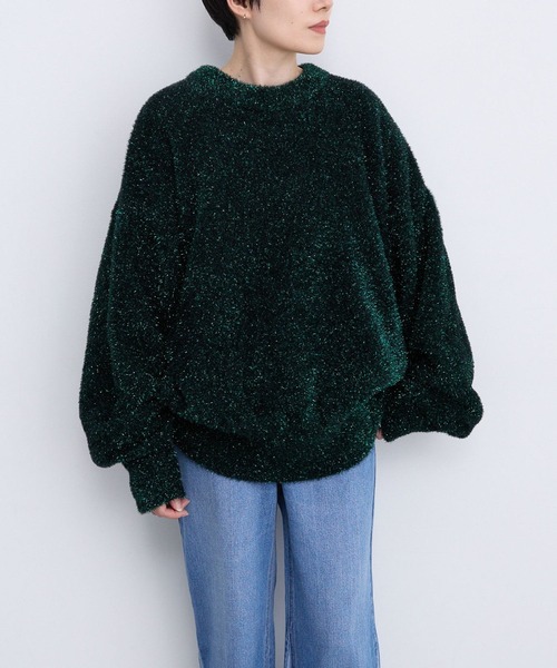 LEPSIM（レプシィム）の「【FOR I SERIES】7ゲージラメニットプルオーバー　980465（ニット/セーター・レディース・ブラウン/ブルー/ライトグレー/グリーン・FREE）」の10枚目の写真