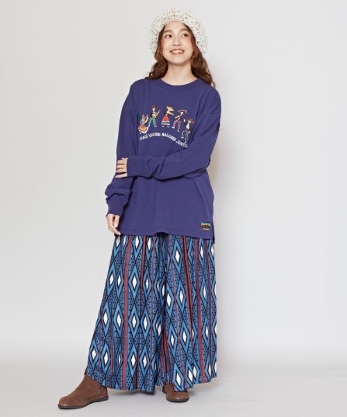 チャイハネ（チャイハネ）の「【チャイハネ】Amina×grn メキティMEN'SロンT（Tシャツ/カットソー・メンズ・ネイビー/ホワイト・FREE）」の4枚目の写真