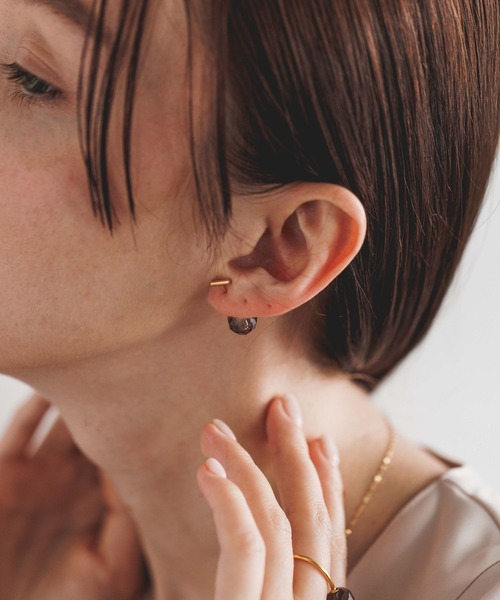 PAS TIERRA（パティエラ）の「【Sol】SVジェムキャッチハーフピアス（Half）（ピアス（片耳用）・レディース・グリーン/ブラウン系その他/ピンク・FREE）」の6枚目の写真