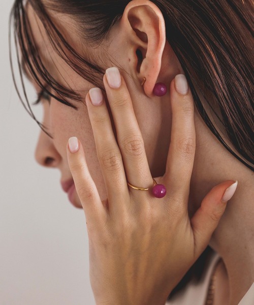 PAS TIERRA（パティエラ）の「【Sol】SVジェムキャッチハーフピアス（Half）（ピアス（片耳用）・レディース・グリーン/ブラウン系その他/ピンク・FREE）」の12枚目の写真