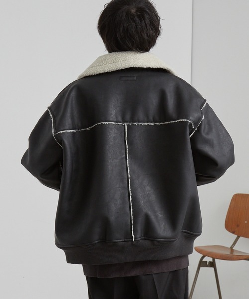 オーバーサイズ裏ボアフェイクムートンジャケット MONO-MART│MONO