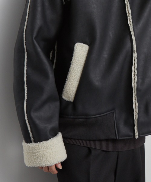 セール】オーバーサイズ裏ボアフェイクムートンジャケット（ムートン