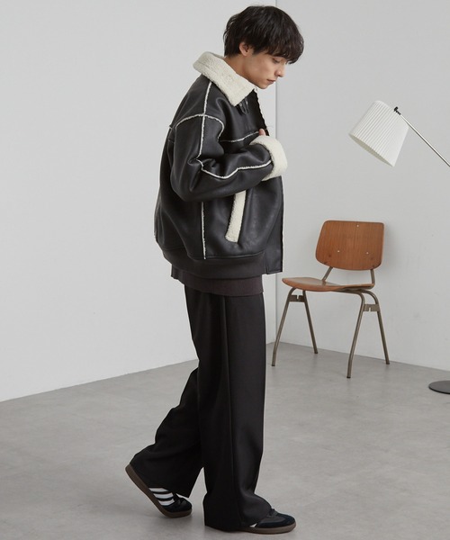 再入荷！奈良の工場からできたて★オーストラリア原皮高密度Naturalムートン sankyo shokai ムートン コート ボトルネック 七分袖 オーストラリア