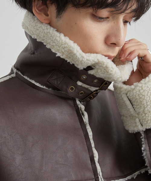 セール】オーバーサイズ裏ボアフェイクムートンジャケット（ムートン