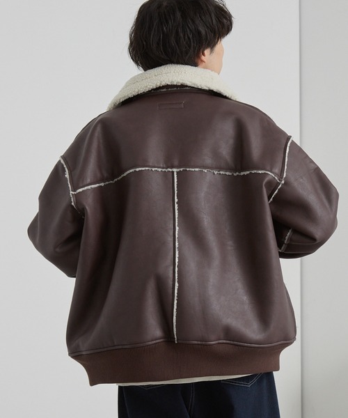 セール】オーバーサイズ裏ボアフェイクムートンジャケット（ムートン