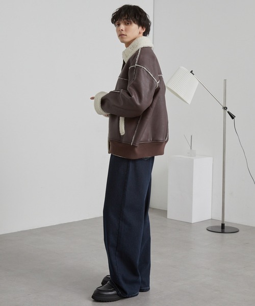 オーバーサイズ裏ボアフェイクムートンジャケット MONO-MART