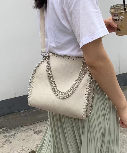 MAISON BREEZE（メゾンブリーズ）の「【MAISON BREEZE】カーブチェーンミニショルダーバッグ KNF036 ※（ショルダーバッグ・レディース・ホワイト/ブラック・FREE）」の10枚目の写真