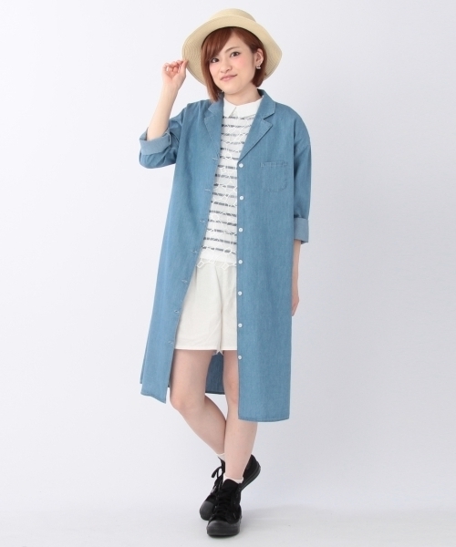 THE EMPORIUM(ジエンポリアム)の「テーラーロングシャツ(シャツ/ブラウス・レディース・ブルー/グリーン・38/40)」の2枚目の写真