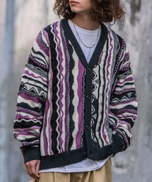 Revo.（レボ）の「ヴィンテージライク ジャガードストライプ 3Dニット ルーズカーディガン（カーディガン/ボレロ・メンズ）」