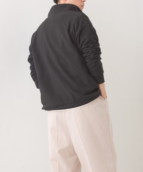 メンズふわ軽静電気防止マイクロフリースハーフジップトレーナー長袖