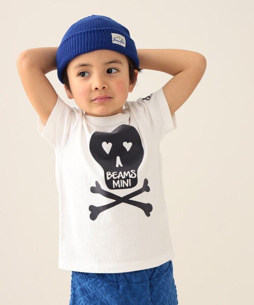 BEAMS mini（ビームスミニ）の「BEAMS mini / スカル フロッキー Tシャツ 24SS（90～150cm）（Tシャツ/カットソー・キッズ・チャコールグレー/オフホワイト・90/150/140/130/100/110/120）」の10枚目の写真