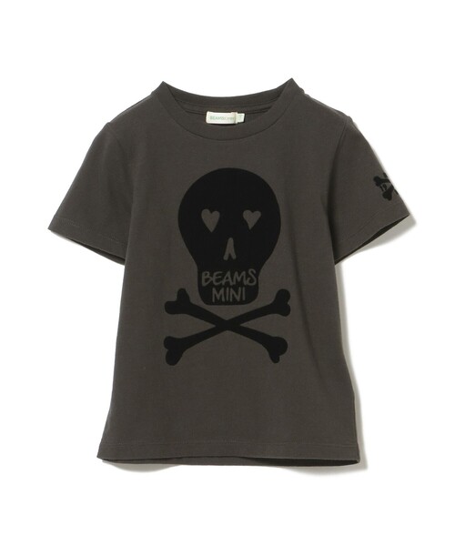 BEAMS mini（ビームスミニ）の「BEAMS mini / スカル フロッキー Tシャツ 24SS（90～150cm）（Tシャツ/カットソー・キッズ・チャコールグレー/オフホワイト・90/150/140/130/100/110/120）」の7枚目の写真