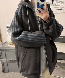 MEMECLE（メメクル）の「【 MEMECLE / メメクル 】オーバーサイズ　サイドラインジップアップパーカー（パーカー）」