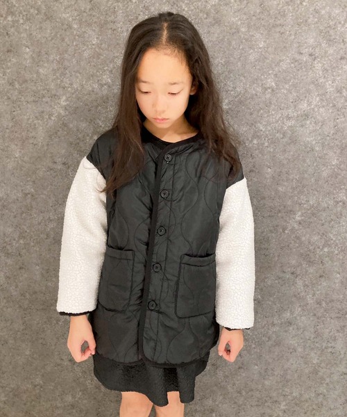 THE CASUAL(カジュアル)の「【ユニセックス】キルティング 裏ボアジャケット(ダウンジャケット/コート・キッズ・チャコール/カーキ系1/グレー系/ブラック/ブラック系/ベージュ系/カーキ系/ベージュ・120cm/160cm/150cm/140cm/130cm)」の1枚目の写真