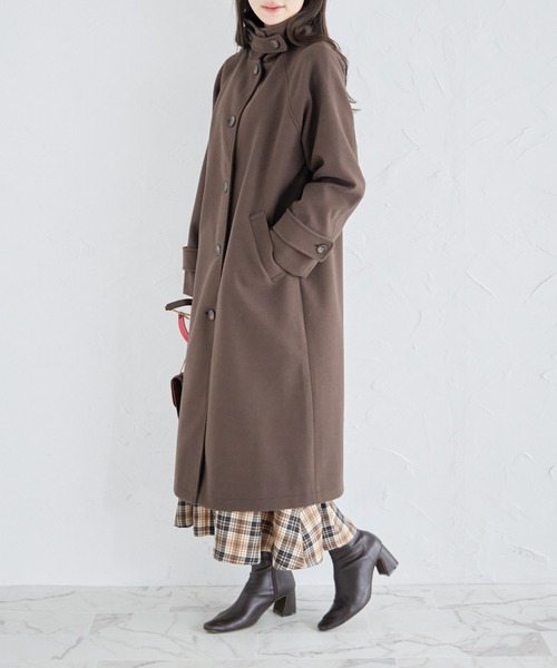 tocco closet（トッコ　クローゼット）の「２ＷＡＹアレンジカラーラグランオーバーサイズコート（ステンカラーコート・レディース・杢グレー/アイボリー/ブラウン系その他/ダークブラウン・M）」の21枚目の写真