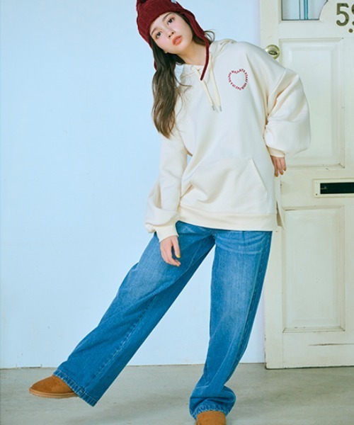 セール】【裏起毛】ベルトつきデニムワイドパンツ（その他パンツ