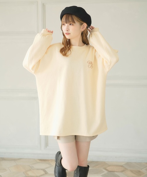 moulis'(ムーリス)の「刺繍オーバーサイズくまスウェット(Tシャツ/カットソー・レディース・ベージュ/ブラウン/ホワイト・LL~3L/M-L)」の5枚目の写真