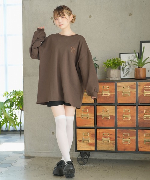 moulis'(ムーリス)の「刺繍オーバーサイズくまスウェット(Tシャツ/カットソー・レディース・ベージュ/ブラウン/ホワイト・LL~3L/M-L)」の13枚目の写真