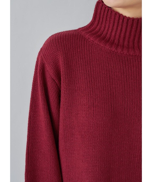 STYLE DELI（スタイルデリ）の「ワイドスリーブスタンドネックニット（ニット/セーター・レディース・ホワイト系その他/ブラウン系その他/キャメル/バーガンディー/ブラック・FREE）」の6枚目の写真