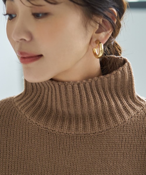 STYLE DELI（スタイルデリ）の「ワイドスリーブスタンドネックニット（ニット/セーター・レディース・ホワイト系その他/ブラウン系その他/キャメル/バーガンディー/ブラック・FREE）」の19枚目の写真