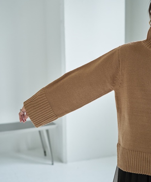 STYLE DELI（スタイルデリ）の「ワイドスリーブスタンドネックニット（ニット/セーター・レディース・ホワイト系その他/ブラウン系その他/キャメル/バーガンディー/ブラック・FREE）」の21枚目の写真