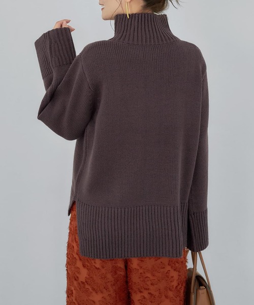 STYLE DELI（スタイルデリ）の「ワイドスリーブスタンドネックニット（ニット/セーター・レディース・ホワイト系その他/ブラウン系その他/キャメル/バーガンディー/ブラック・FREE）」の15枚目の写真