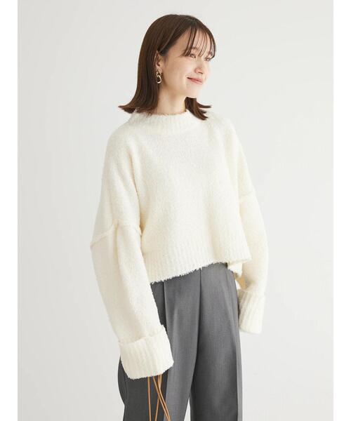 Petit fleur（プチフルール）の「・Petit　Fleur　ブークレワイドニット（ニット/セーター・レディース・ブルー/グリーン/オフホワイト/モカ・FREE）」の5枚目の写真