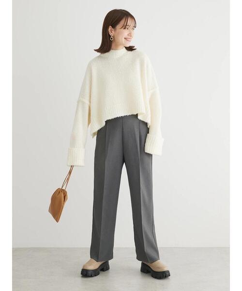 Petit fleur（プチフルール）の「・Petit　Fleur　ブークレワイドニット（ニット/セーター・レディース・ブルー/グリーン/オフホワイト/モカ・FREE）」の7枚目の写真