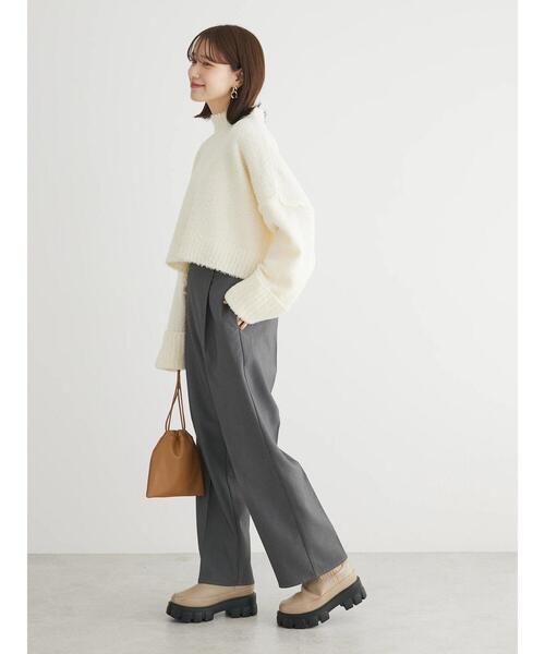 Petit fleur（プチフルール）の「・Petit　Fleur　ブークレワイドニット（ニット/セーター・レディース・ブルー/グリーン/オフホワイト/モカ・FREE）」の8枚目の写真