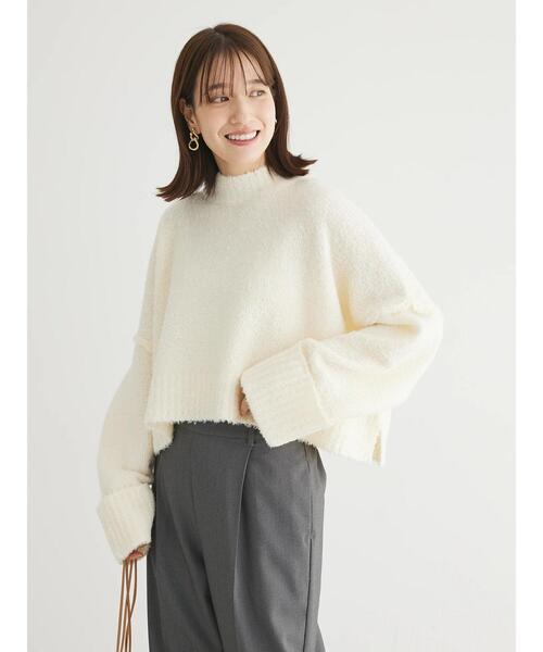 Petit fleur（プチフルール）の「・Petit　Fleur　ブークレワイドニット（ニット/セーター・レディース・ブルー/グリーン/オフホワイト/モカ・FREE）」の10枚目の写真