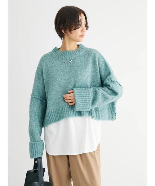 Petit fleur（プチフルール）の「・Petit　Fleur　ブークレワイドニット（ニット/セーター・レディース・ブルー/グリーン/オフホワイト/モカ・FREE）」の21枚目の写真