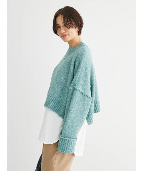 Petit fleur（プチフルール）の「・Petit　Fleur　ブークレワイドニット（ニット/セーター・レディース・ブルー/グリーン/オフホワイト/モカ・FREE）」の22枚目の写真