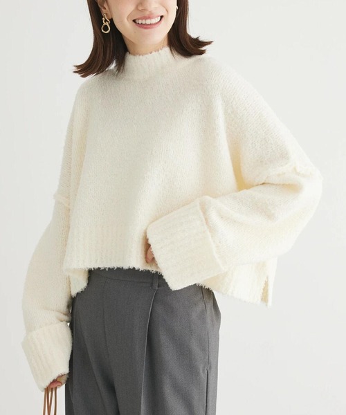 Petit fleur（プチフルール）の「・Petit　Fleur　ブークレワイドニット（ニット/セーター・レディース・ブルー/グリーン/オフホワイト/モカ・FREE）」の2枚目の写真