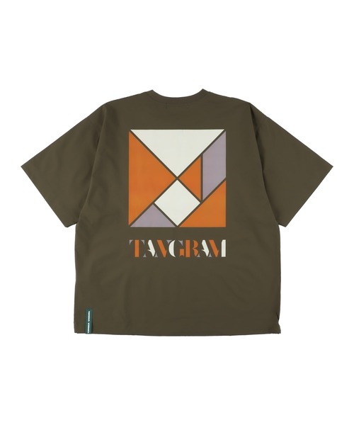 TANGRAM パズル ロゴ ショートモックネック Tシャツ ホワイト Lサイズ TANGRAM パズル ロゴ ショートモックネック Tシャツ ホワイト L