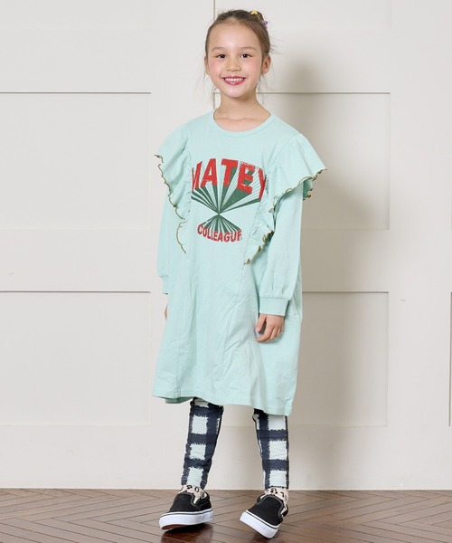 Life Support Products(ライフサポートプロダクツ)の「【COTTON from U.S.A】長袖ラッフルワンピース(90~150cm)(ワンピース・キッズ・ライトグリーン/ラベンダー/チャコール・90/100/110/120/130/140/150)」の1枚目の写真